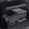 Car Trunk Organizer with Lid Shoes Compartment Reflective Belt Collapsible Waterproof Auto Organizer Multi Compartments
