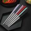 304 Stainless Steel Chopstick Lunch Tableware Travel Portable Chopsticks With Storage Box Holder Dinnerware Kitchen Accessories