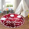 Red Poinsettia Merry Christmas Round Rug For Festive Entryway Bold Print Non Slip Warm Floor Cover