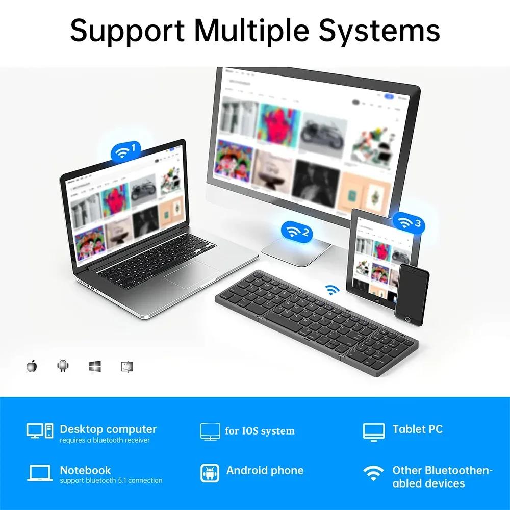 Faltbare kabellose Bluetooth-Tastatur Wiederaufladbare faltbare Tastatur für IPAD Mobiles Tablet Notebook Büro Mini-Tastatur