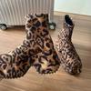 Pantofi de modă cu talpă groasă pentru femei 2024 Moda de stradă Cizme de damă cu imprimeu leopard Pantofi de petrecere punk la modă și versatili