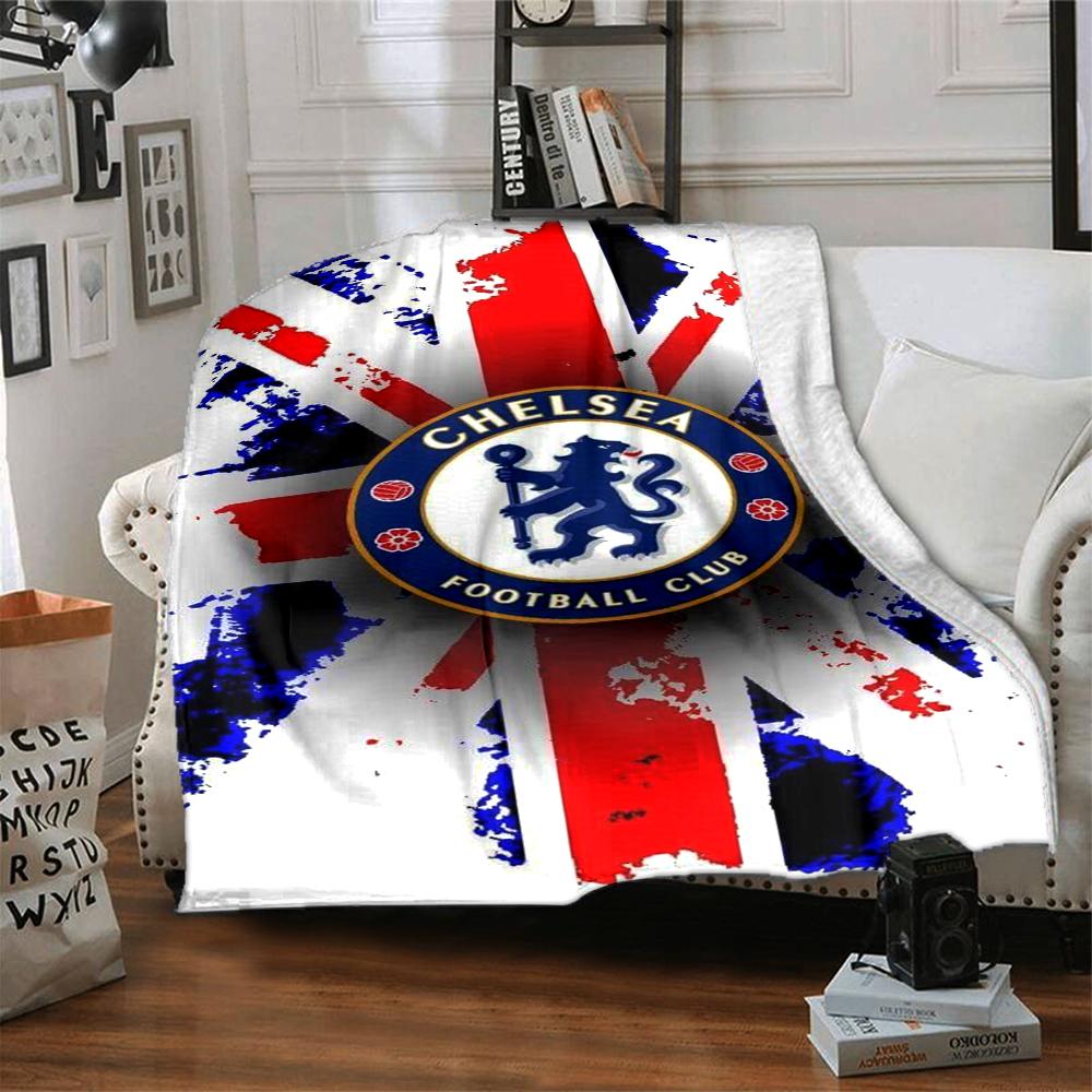 Chelsea Football Club Theme Printed Blanket - Perfect for Couch, Bed, Travel & Outdoor Use | Machine Washable, Cozy & Durable.