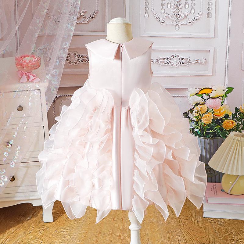 

Летнее платье из тюля без рукавов для девочек с пышной юбкой - Легкий детский роскошный наряд 4Y розовый