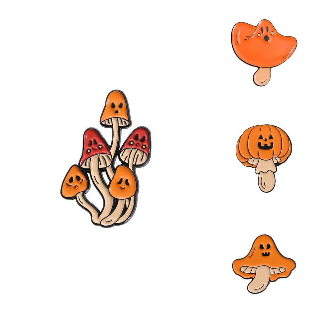 Halloween Adorable Cartoon Plant Series Badge Cute Mushroom Pumpkin Lantern Brooch