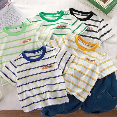 Kinder Kurzarm Jungen Mädchen Sommer Gestreiftes T-Shirt Baby Dünner Abschnitt Halbarm Unterhemd Freizeitkleidung