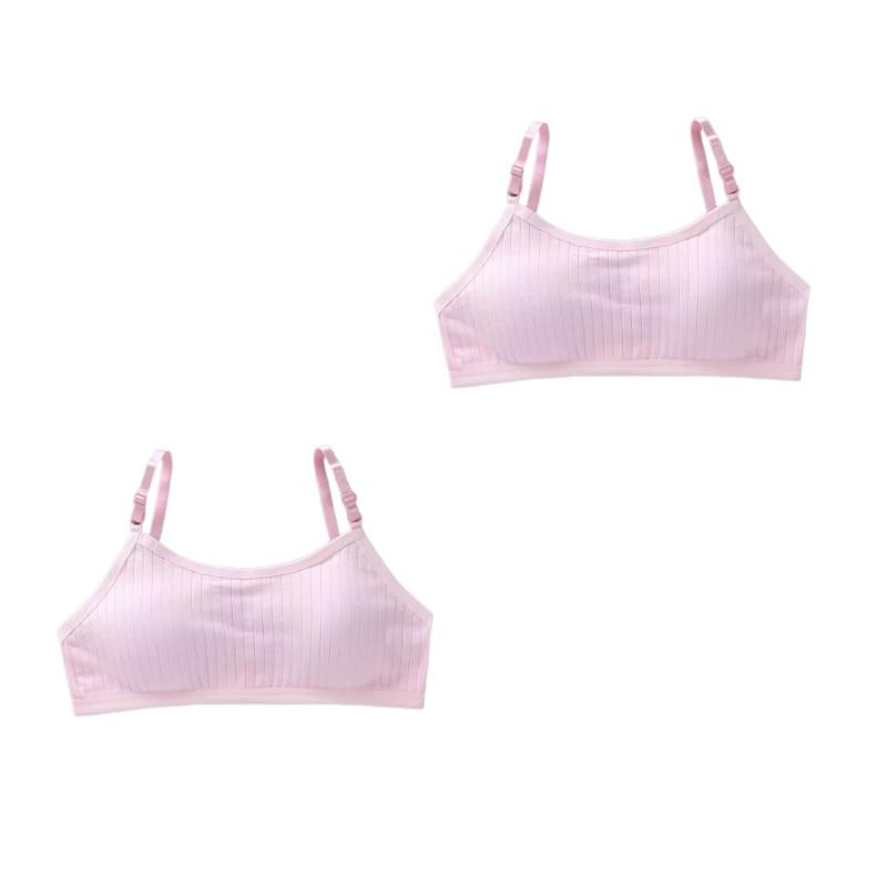 2PC Breathable Training Bra for Girls 9-13Years Teens Girl Skin-Friendly Built-Up Stretchy Sport Bra for Junior High School