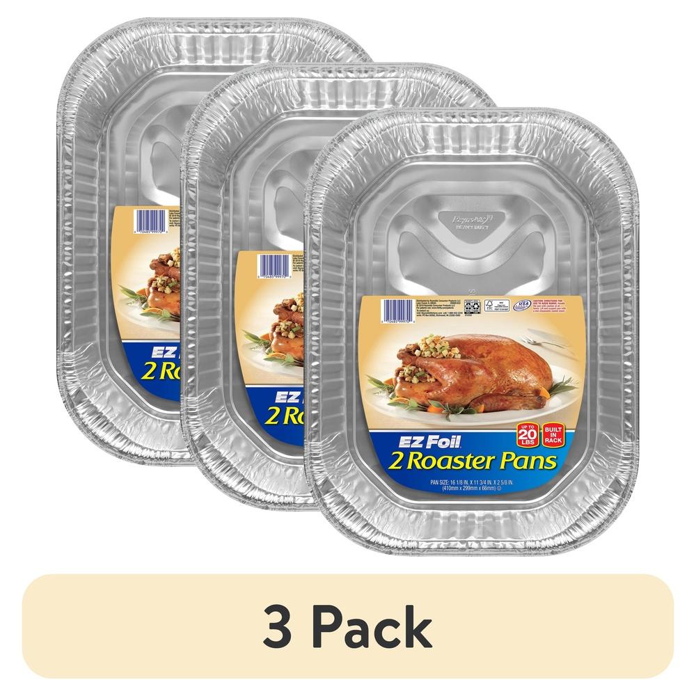 

Heavy Duty Disposable Roaster Pans 3 Pack Built In Rack Oven Safe Foil Pans 20 lbs Capacity Durable Aluminum Cooking Trays United States