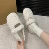 Plush Warm Flat Shoes Autumn and Winter New Round Toe One Strap Soft Sole Non-slip Cotton Shoes