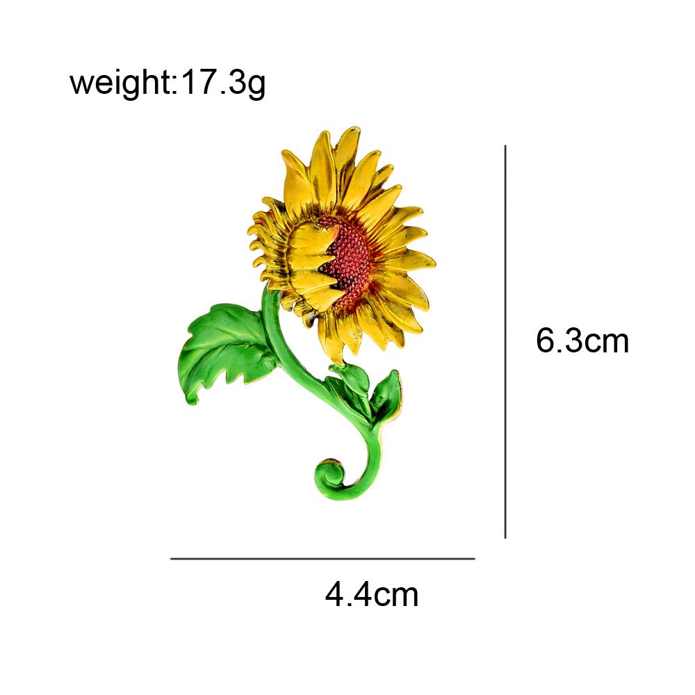 New Cute Enamel Sunflower Brooches For Women Vivid Plant Flower Pin Coat Sweater Pin New Design Party Accessories