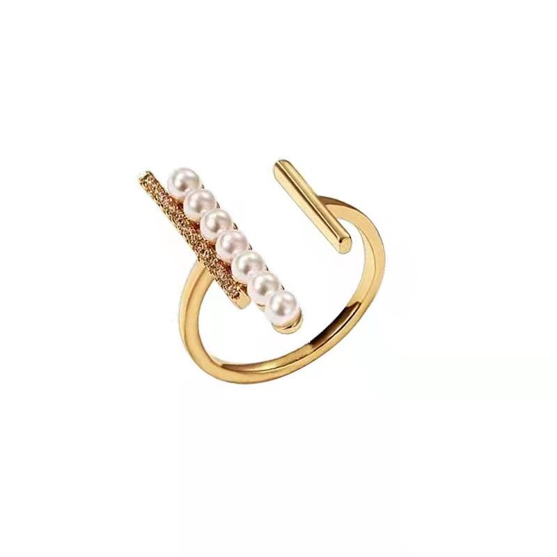 Elegant Pearl-Studded Adjustable Ring: Women s Chic Niche Fashion Statement