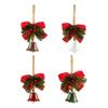 Christmas Tree Ornament Bow Pine Branches Decorative Bells Home Ambiance Doorway Wind Chime Decoration Christmas Theme Party Decor Gift