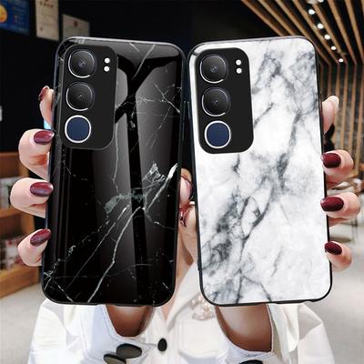 Marbling Tempered Glass Phone Case For Vivo Y72 Y52 5G Y19S Y29 Y04 Realme 14 6 8 10 Pro 5G C63 C61 C75 OPPO Reno 13 13F 14F A53 A52 A72 A3 A5 Cover