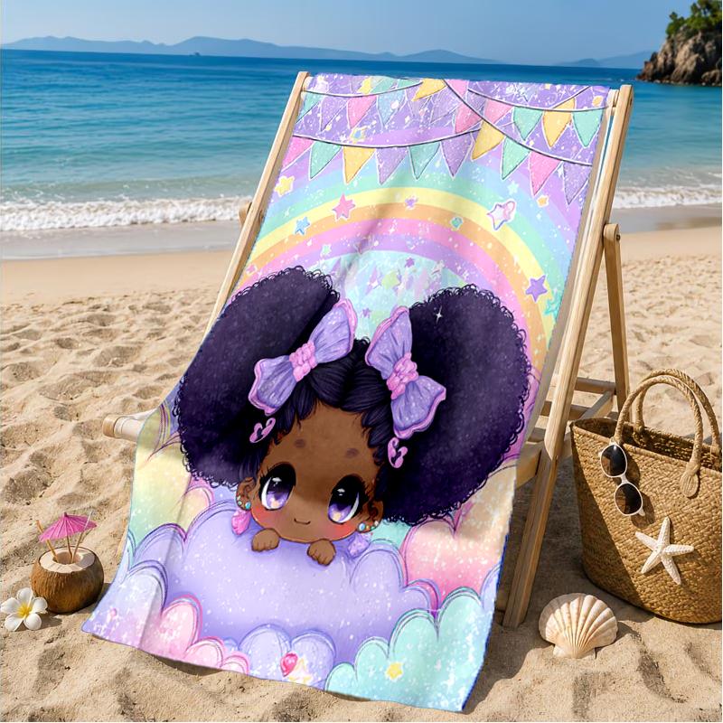 Black Princess Magic Celebration Beach Towel, Microfiber Beach Towel, Perfect For Pool, Beach, Travel, Home Decor Beach Party Fan gifts