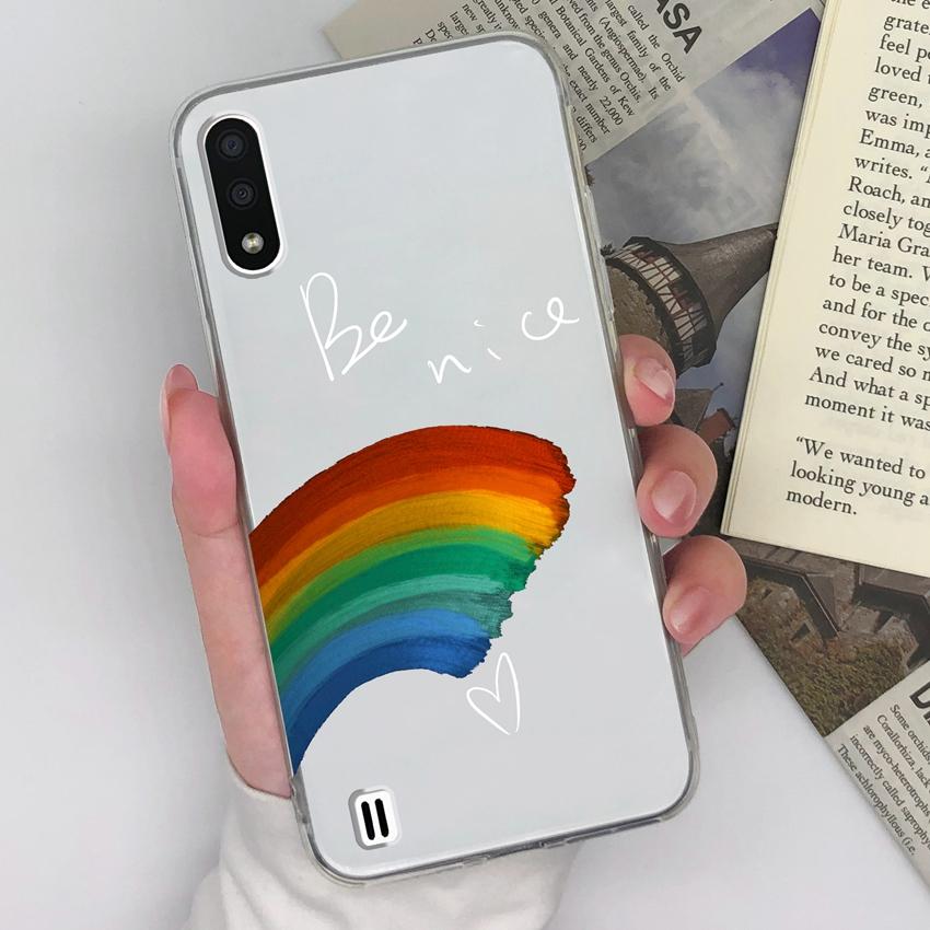 For Samsung M31 M01 M10 F13 C7 A9 Bright Rainbow Pattern Phone Casing Transparent Silicone Dustproof Soft Bumper Back Cover For Samsung Cellphone Case
