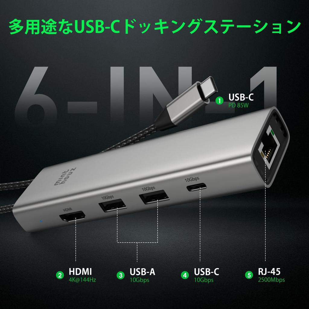 USB C Docking LAN LAN To HDMI LAN HDMI Wired PD Fast Data Compatible with MacBook and More Hub, Type-C Station, Adapter, 6-in-1 Hub, USB-C Adapter,