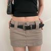 Wide PU Vintage Waistband American Style Coffee Y2K Belt Fashion Black Rivet Belt  Party