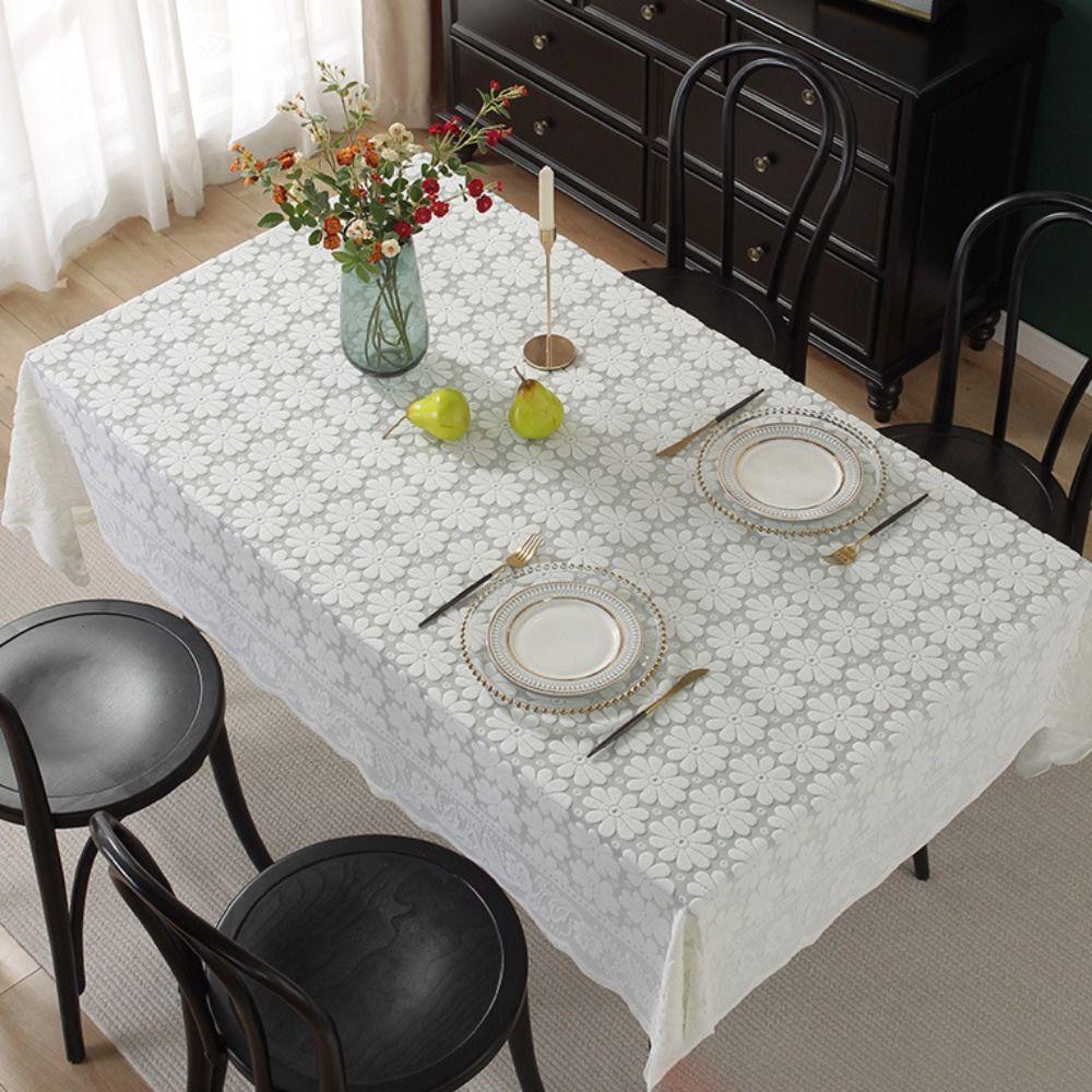 French Pastoral Style Floral Lace Tablecloth Hollow Three-dimensional Relief Tea Table Tablecloth Thickened Rectangular