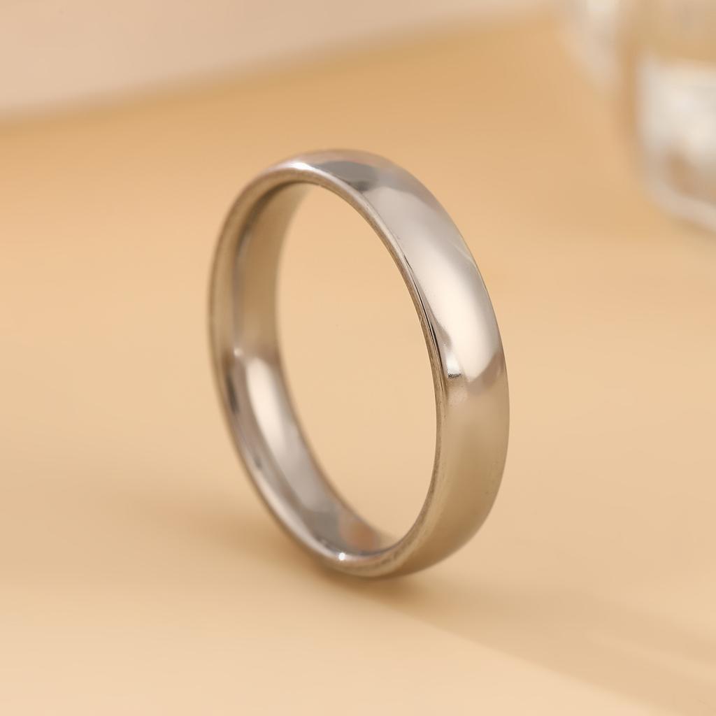 S/Acier Inoxydable Couleur Dorée Anneau Large de 4 mm Femmes Hommes Minimaliste Lisse Anneaux Tendance Bijoux de Couple Cadeau de Mariage