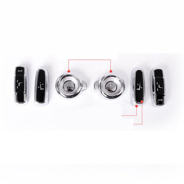 Silver & Black Plastic Seat Adjustment Button Cover Set for Road Vehicles