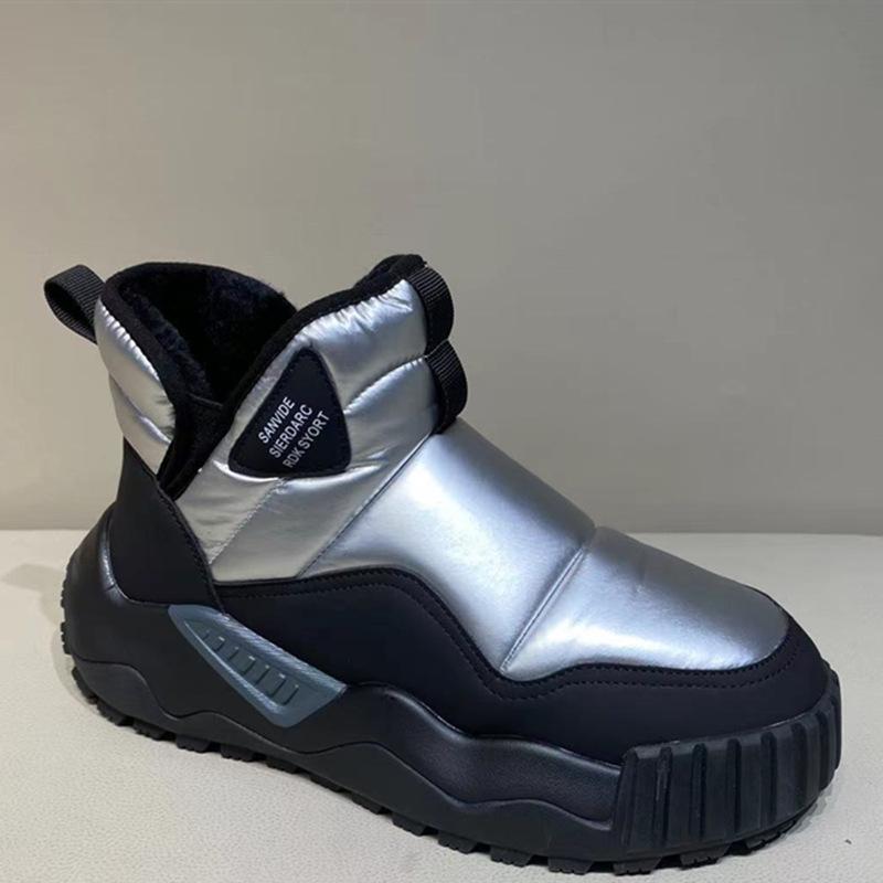 Pánské zimní teplé fuzzy boty do sněhu Lehké kotníkové boty s protiskluzovou podšívkou z umělé kožešiny pro muže Neformální PU kůže Pohodlné vycházkové krátké boty