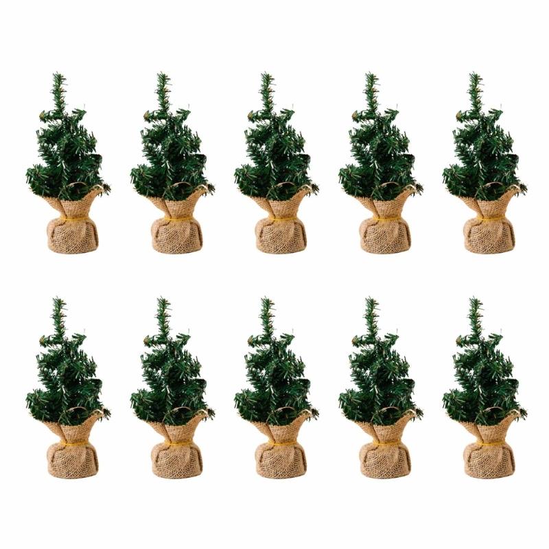 Festival Miniature Christmas Tree Colorful Miniature Burlap Christmas Tree for Desktop Festival and Home Decors
