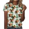 Cuello Redondo de Verano 3D St. Camisetas de Manga Corta Casuales de Moda para Mujer con Estampado Temático Verde del Día de San Patricio