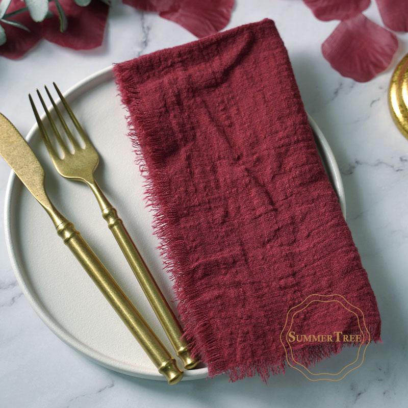 20PCS Napkins 41x41CM Cotton Cloth Gauze Retro Burr Rustic Kitchen Tea Towel Wedding Party Dinner Christmas Napkin Table Decor
