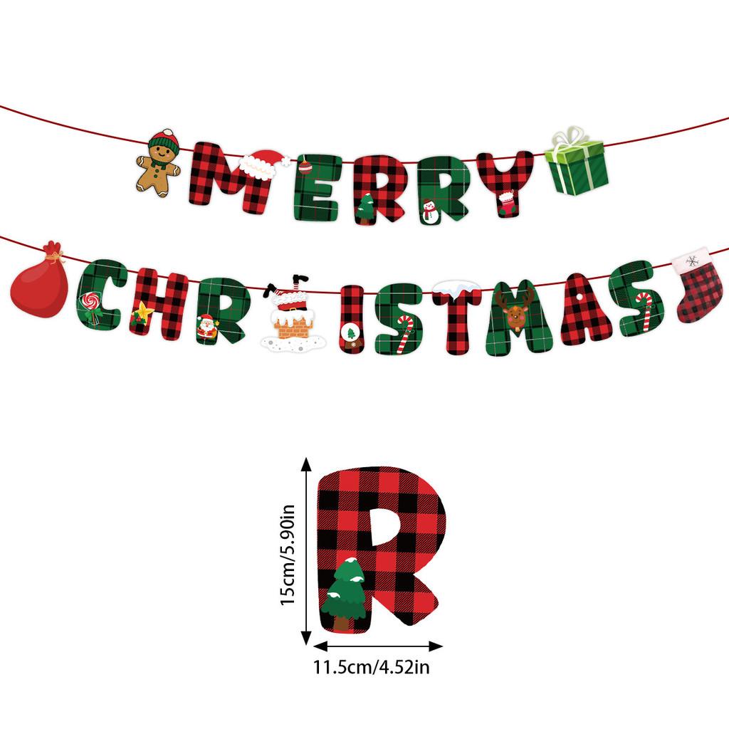 Christmas Theme Letter Snowman Sock Pattern Paper Banner Props Decoration