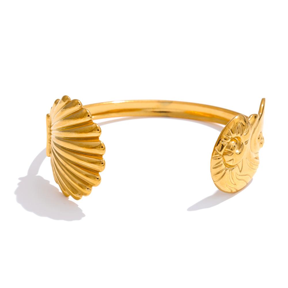 

Eetit Водонепроницаемый браслет-манжета в океанском стиле с ракушками, открытый браслет-бенгл, регулируемый, из нержавеющей стали, эффектное украшение-шарм для запястья золотой