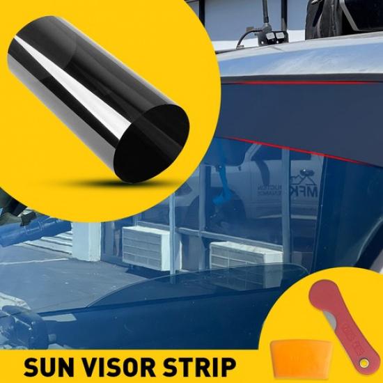 

60 x8 Universal Car Windshield Banner Matte Black Vinyl Decal Sun Strip Visor