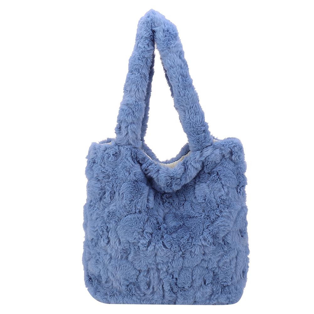 Women Clutch Handbag Retro Autumn Winter Shoulder Tote Fluffy Soft Plush Portable Travel Purse for Ladies Girl Gift