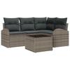 Garden Sofa Set with Cushions and Storage 5 Pcs Grey Poly Rattan