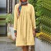 Women's Round-neck Solid-color Loose Casual Cotton And Linen Dress