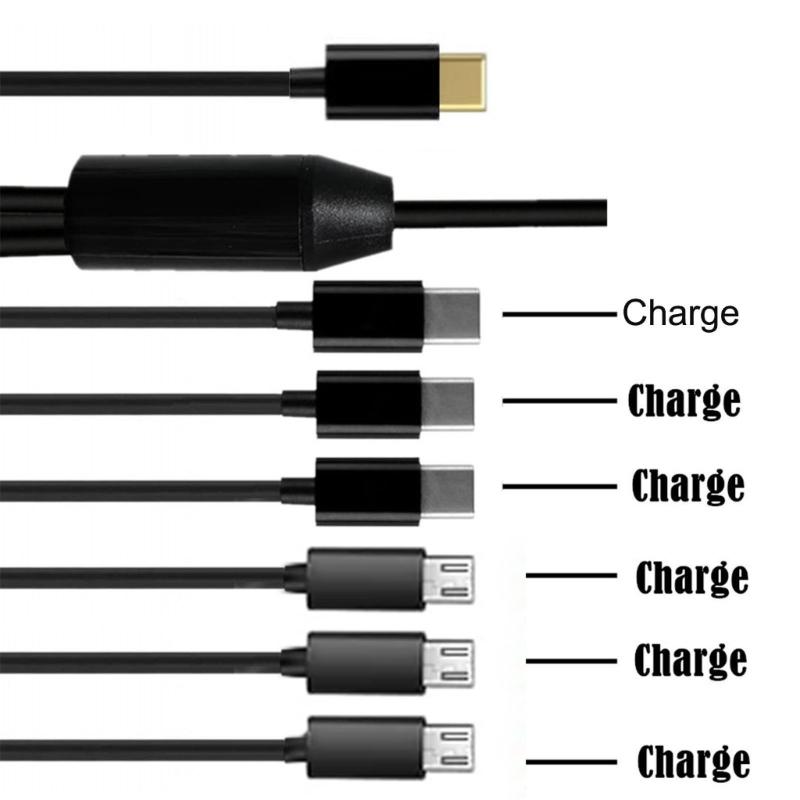 Typ-C auf 3 Micro USB+3 Typ C Ladekabel 1 auf 6 Ladekabel Universelles USB C Kabel Nur zum Laden