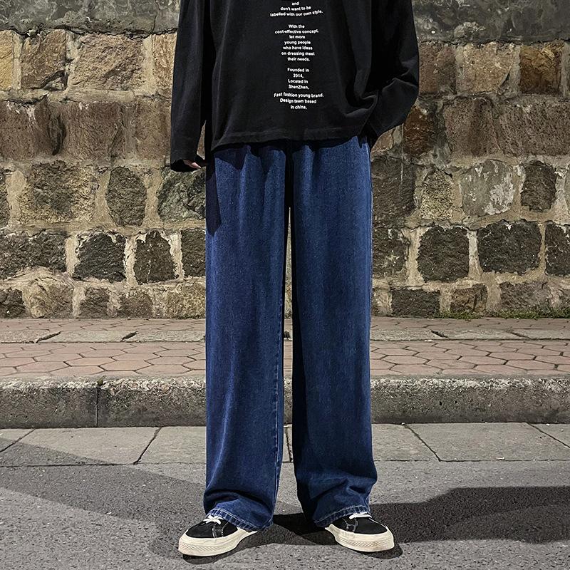 

Мужские джинсы High Street Straight Loose Wide Leg Jeans Baggy Jeans Men s Jeans Корейская версия Casual Pants M темно-синий