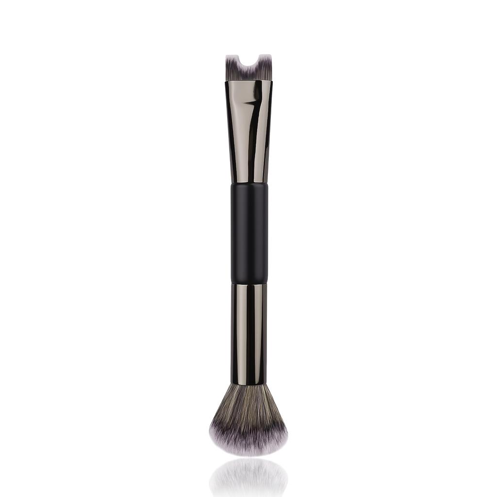 Pinceau de Maquillage pour Contouring du Nez en Forme de U à Double Extrémité Idéal pour Ombrer et Illuminer le Visage Outil Cosmétique Essentiel