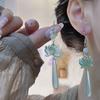 New Chinese Lotus Water Drop Pendent Long Delicate Tassel Dangle National Luxury Earring for Women Jewelry Gift