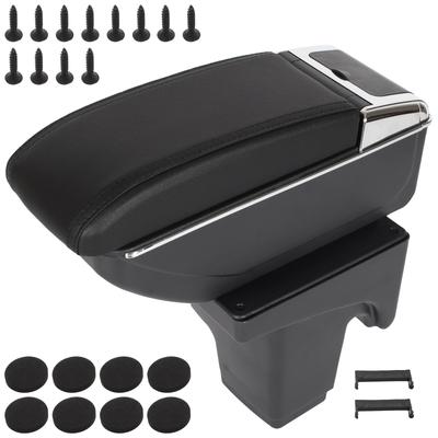 Ford Focus MK3 10-14 Armrest with Storage Compartment BLACK ECO LEATHER + Installation Kit