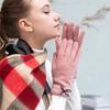 Gloves women's autumn and winter cute velvet thickened warm cashmere five fingers
