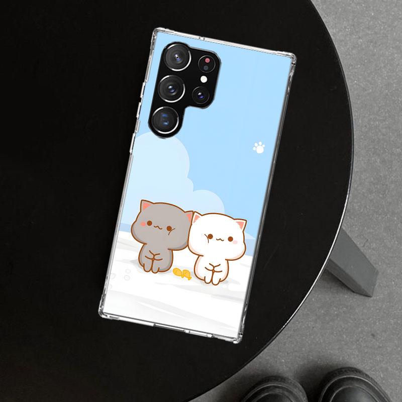 Cute Peach Goma Cat Phone Case Cover for Samsung Galaxy S26 S25 Edge S24 S23 Ultra S22 Plus S21 FE S20 + Art Customized Fundas G