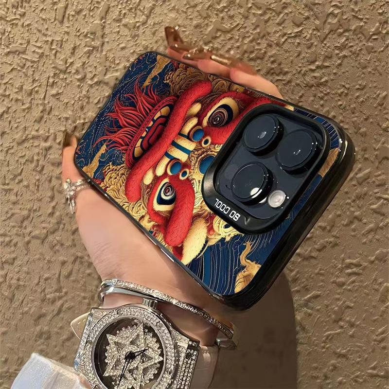 National Style Lion Dance Case for Apple iPhone 15 Pro Max, iPhone 17 Pro, New 16-inch National Style 14 Pro Premium