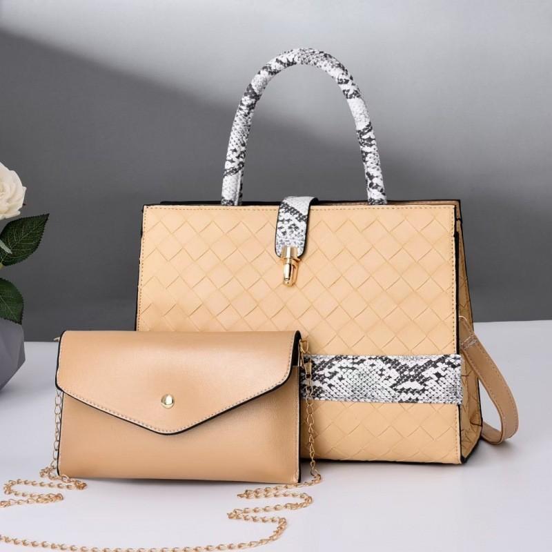 Contrast Color Large Capacity Single Shoulder Crossbody Bag With Weaving Design