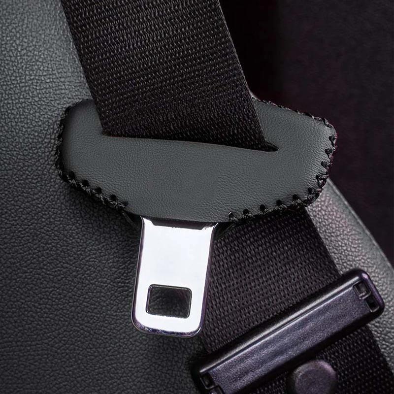 1PC Car Seatbelt Buckle Protective Cover PU Leather Anti-collision Anti-scratch Protective Cover Interior Modification Supplies