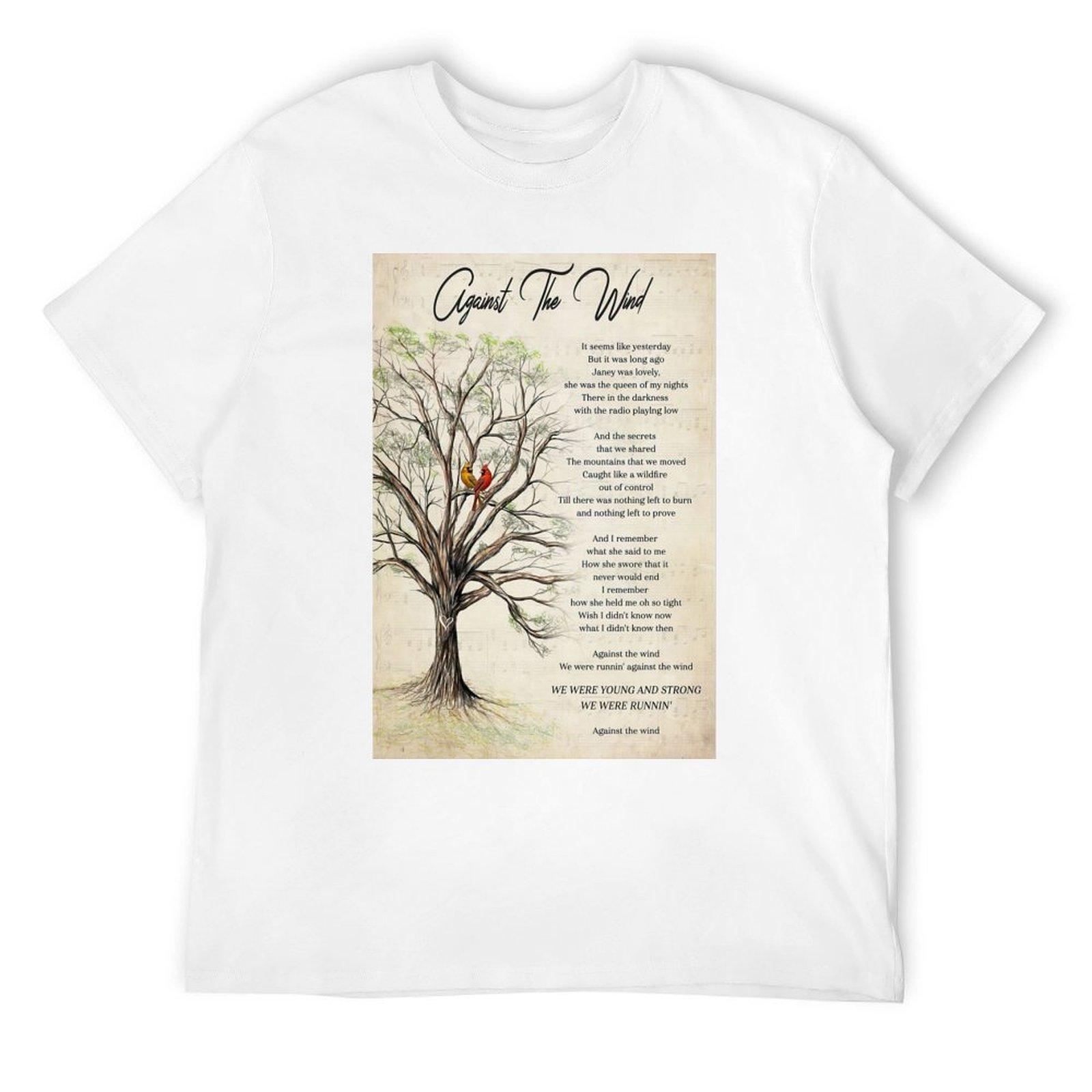 Against The Wind Lyrics Bob Seger & The Silver Bullet Band - Cardinal Bird Couple T-Shirt anime tshirt black t shirts for men S