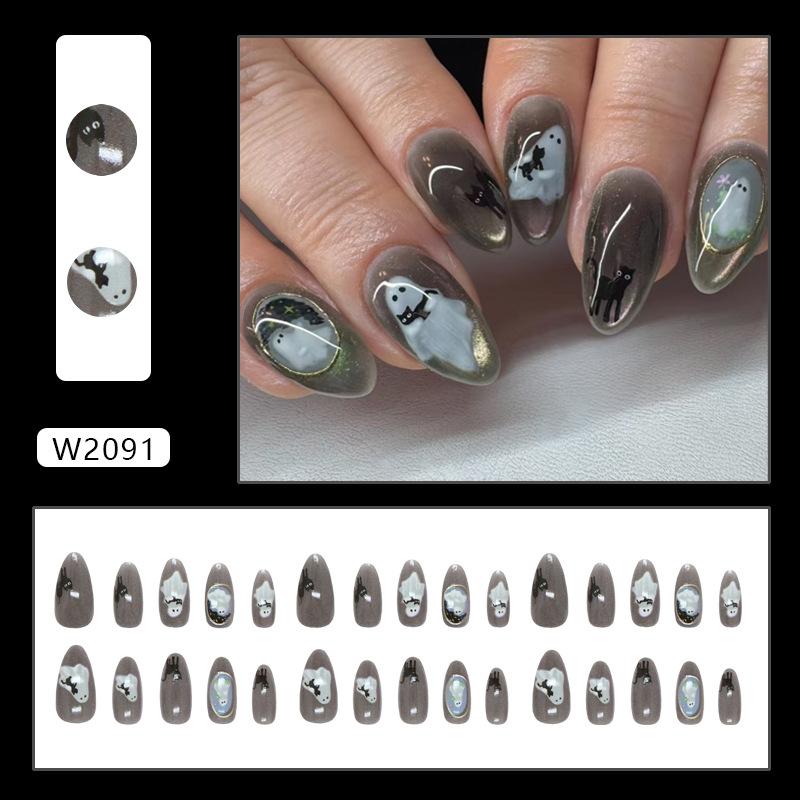 

Three-dimensional cat eye funny A Piao cat European and American Halloween atmosphere 30 pieces press on nails