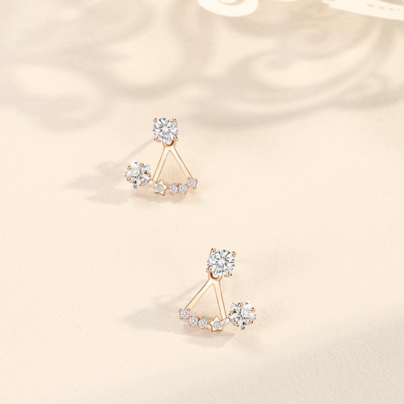 Star Fan Stud Earrings Female Korean Version Personality Temperament Wear More Lucky Five-pointed Star Creative Diamond Earrings