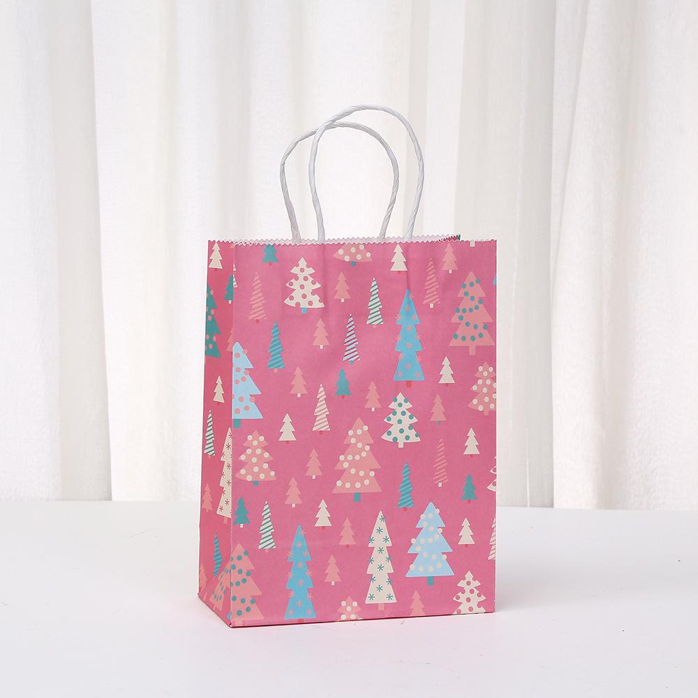 12/30pcs Pink Christmas Paper Tote Bags Thank You Gift Bags for Party Favors Retail Packaging