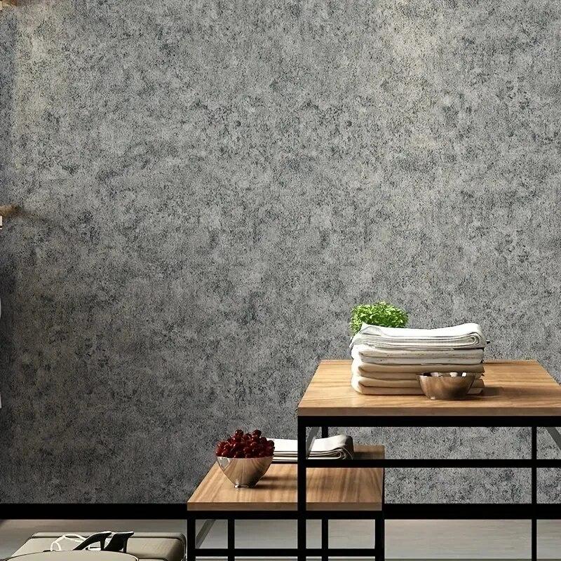 1 Roll Self-Adhesive Wallpaper, Cement Gray Textured Contact Paper, Peel And Stick, Waterproof Removable Living Room Kitchen Bed