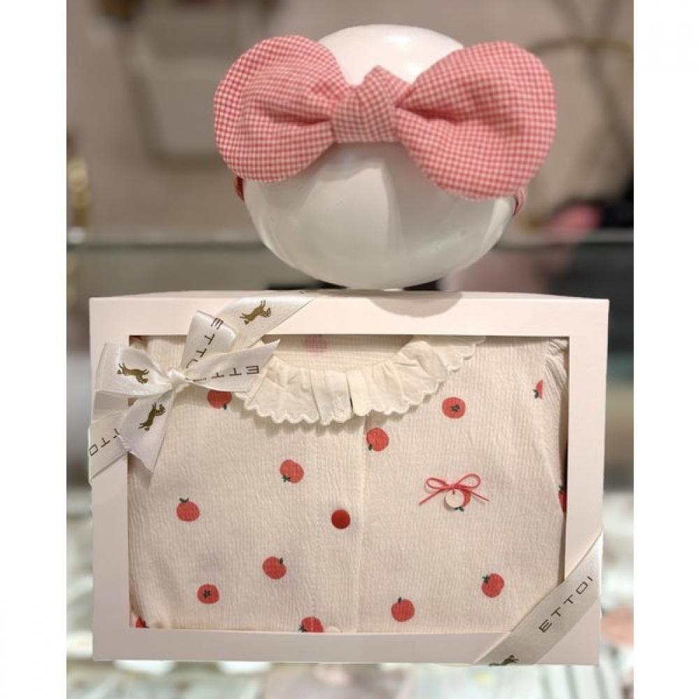 Ettoi Baby 100 Days Gift Matou Romper X Hair Band Set  07t117582s4 creamy/6M(75)