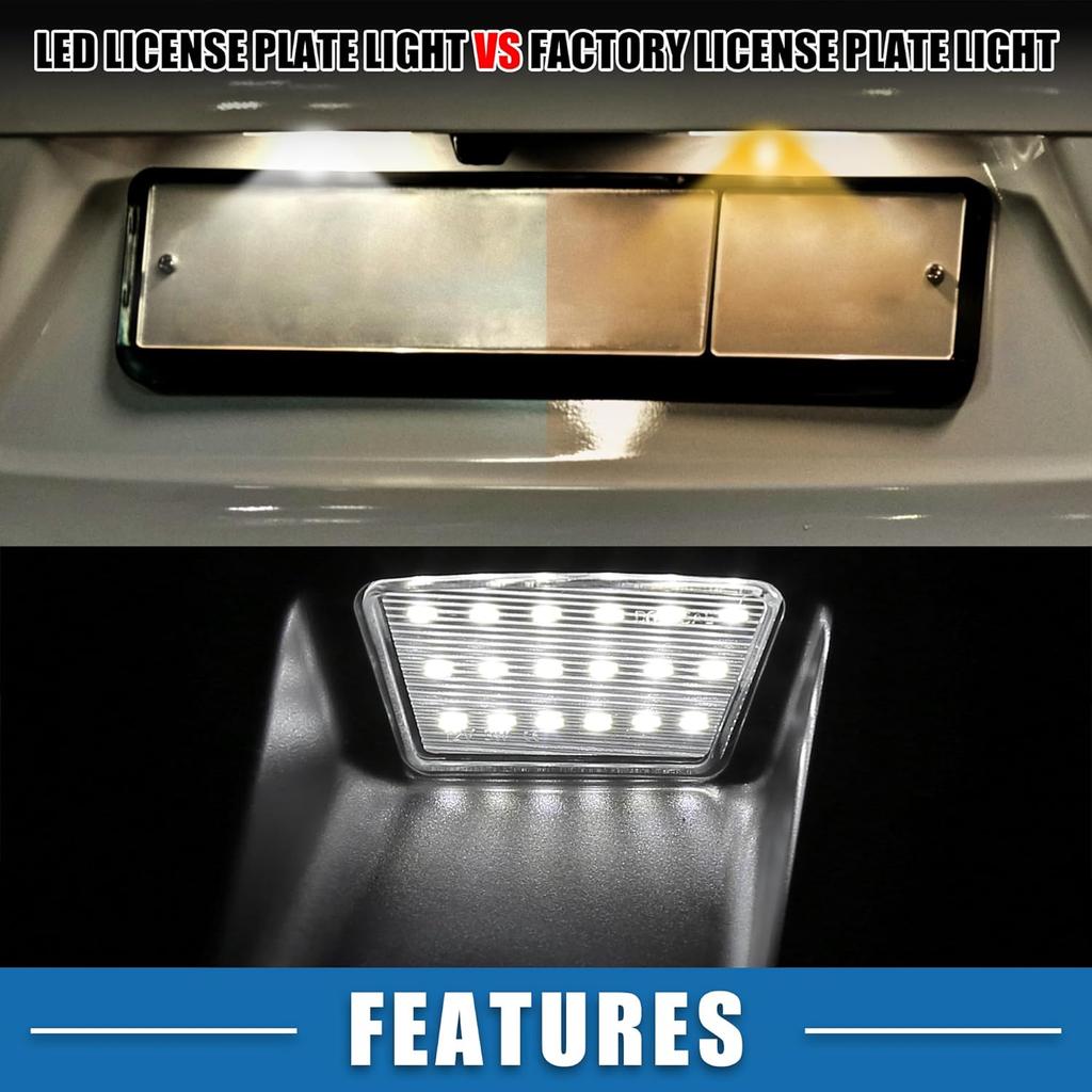 Car LED License Plate Light Assembly No.6E5Z13550A for Ford Fusion 2006-2012 Plastic White Light (Set of 2)